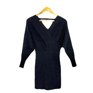 Princess Polly Black Wing Sleeve Cross Neck Knit Dress